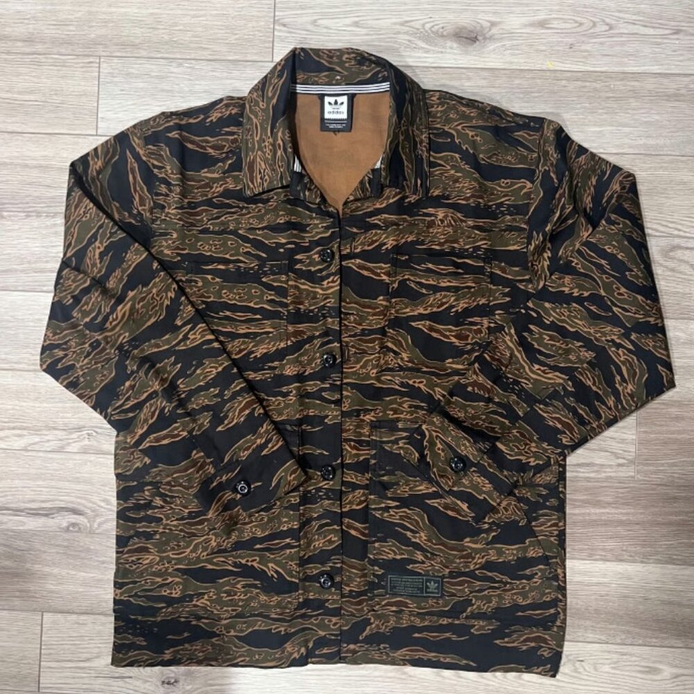Adidas Camo Brown Tan Shirt Button Down Jacket